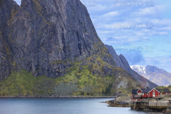 Beautiful fishing village Reine, scenic dramatic views of Lofoten islands in Norway