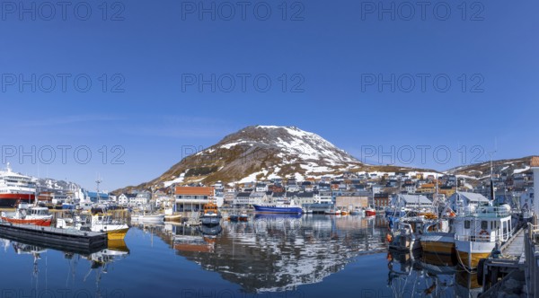 Honningsvag bay, island of Mageroya in Finmark county, Norway. Famous cruise and tourist destination near North Cape