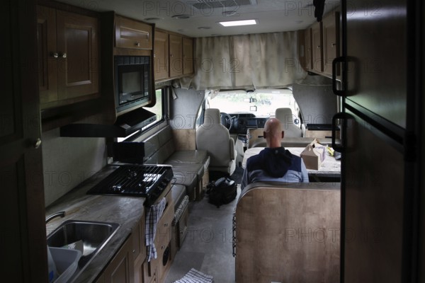 Interior of a motorhome with kitchen and sitting area in Middletown, Middletown, USA