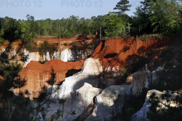 Distinctive red and white rocks in Providence State Park, Providence Canyon State Park, Georgia, USA