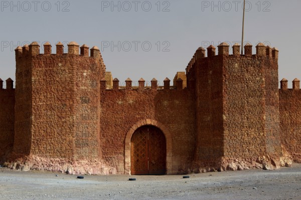 Large gate and fortified walls of a medieval fortress, Ouarzazate, Morocco