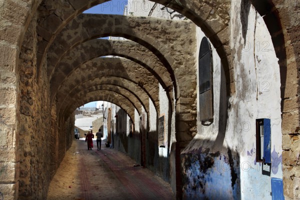 Archways with stone structure and atmospheric strips of light in the medina of Safi, Safi, Doukkala-Abda, Morocco
