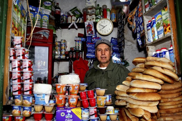 Small shop with a variety of cooked and packaged foods, Tetouan, Medina, Morocco