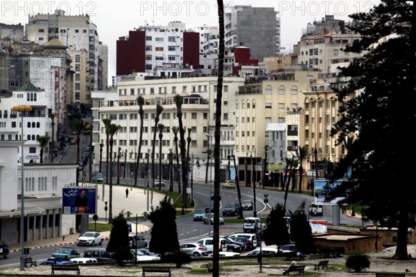 Modern cityscape of Tangier along Avenue Mohammed VI, Tangier, null, Morocco
