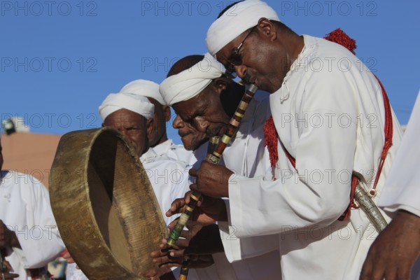 Musicians play traditional instruments at the Berber Festival, Ma El Kelâa m'Gouna, Fête des Roses, Berber Dances