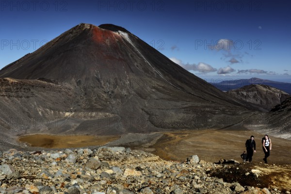 View of the vast countryside from Mount Ngauruhoe in Tongariro National Park, Tongariro National Park, North Island, New Zealand