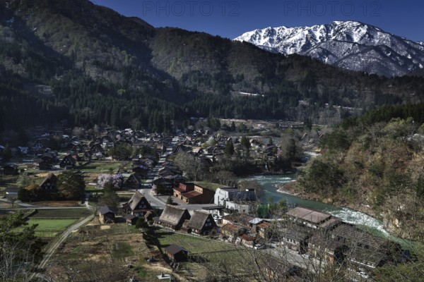Shirakawa-go nestled in the Japanese Alps, traditional architecture and nature, Shirakawa, Gifu, Japan