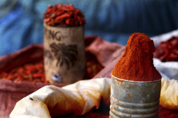 Market scene in Awedaye with bright red chilies in Dire Dawa, Dire Dawa, Dire Dawa, Ethiopia