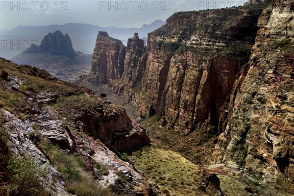 Natural gorges and rock walls in the Gheralta Mountains with unobstructed views, zero