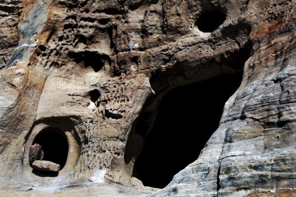 Hermit caves near the rock church Abba Daniel Krokor, impressive and original, Gheralta Mountains, zero, Ethiopia