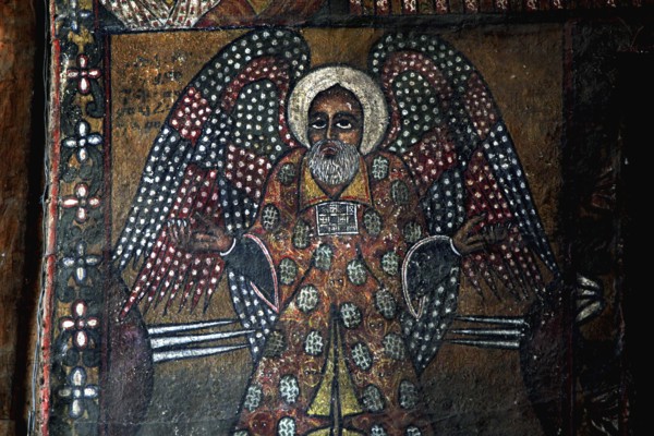 Wall painting in Debre Berhan Selassie depicting an angel with spread wings
