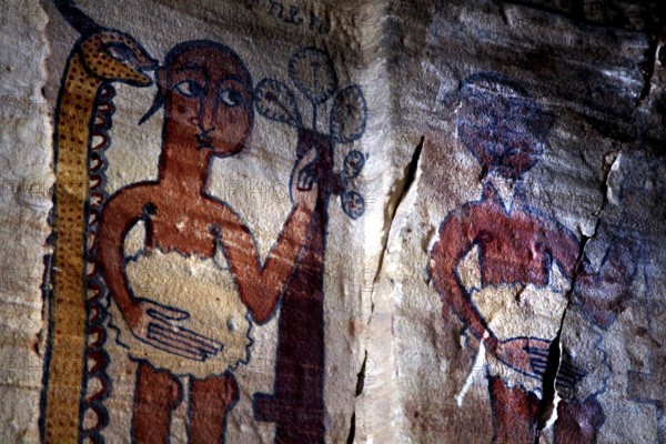 Impressive fresco in the rock church Debre Mariam Krokor, Gheralta Mountains, zero, Ethiopia