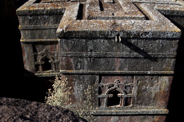 Detailed view of the architectural complexity of Bete Gyorgis, Lalibela, Amhara, Ethiopia