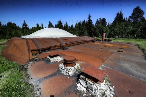 Rusty structure of a Soviet rocket base in Zemaitija National Park, Plokstine, Zemaitija, Lithuania