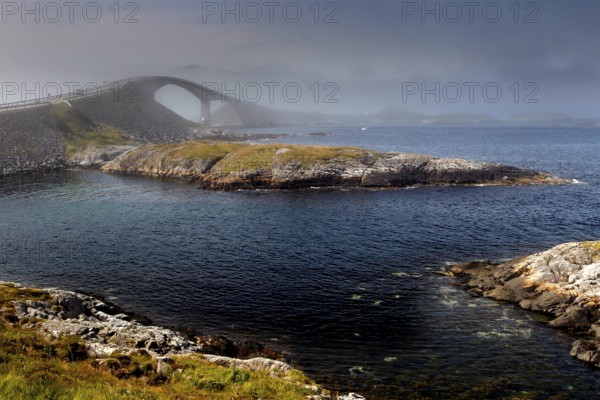 Storseisund Bridge stretches elegantly across the sea at the Atlantic Strait, Atlanterhavsveien, Norway