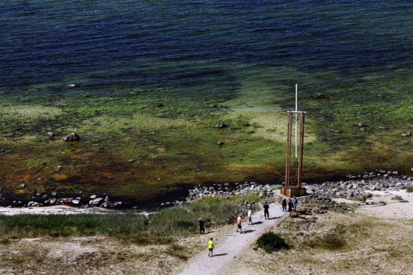 Monument on the coast of Tahkuna with green and blue water scenery, Hiiumaa, Tahkuna, Estonia