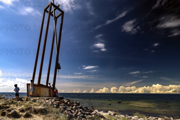 A monument on the coast of Tahkuna under a dramatic sky, Hiiumaa, Tahkuna, Estonia