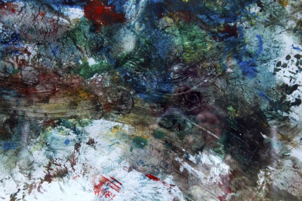 An abstract, colorful painting inspired by a bear