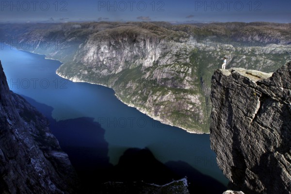 Breathtaking view of Lysefjord along high cliffs, Lysefjord, Rogaland, Norway