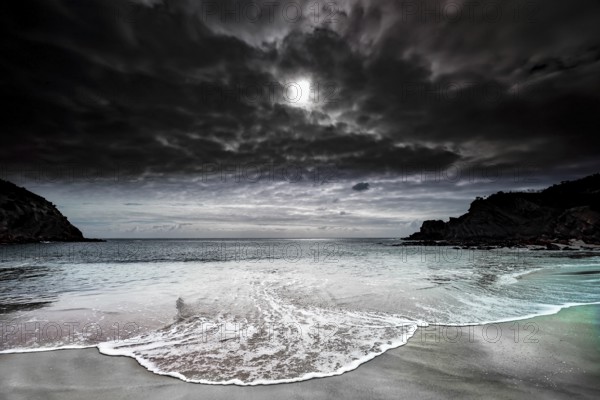 Dramatic coastal landscape near Western River Cove with stormy sea and dark sky, Kangaroo Island, South Australia, Australia