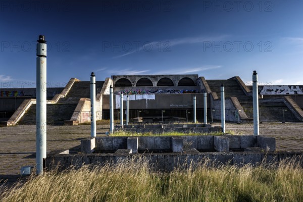 Monumental concrete architecture of the city hall (Linnahall) in Tallinn, Tallinn, Kelmiküla, Estonia