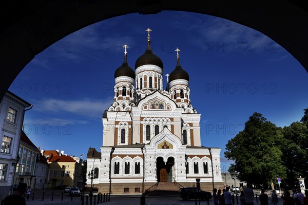 The imposing Alexander Nevsky Cathedral stands out against the blue sky, Tallinn, zero, Estonia