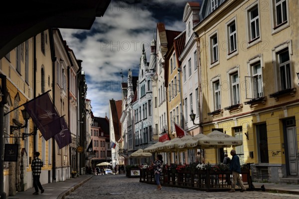 Lively long street in Tallinn with cafés and historic charm, Tallinn, null, Estonia