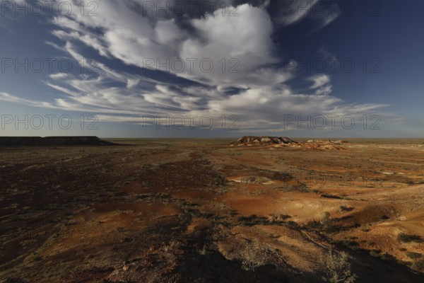 Endless desert landscape under a dramatic sky in the breakaways, zero
