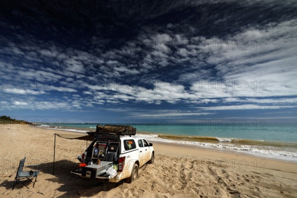 Cable Beach car beaches with off-road vehicles and relaxed atmosphere, Broome, Western Australia, Australia