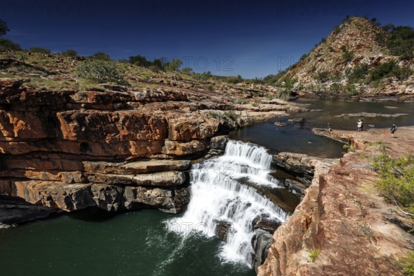 Dynamic waterfall in the impressive Bell Gorge under clear skies, Bell Gorge, Western Australia, Australia