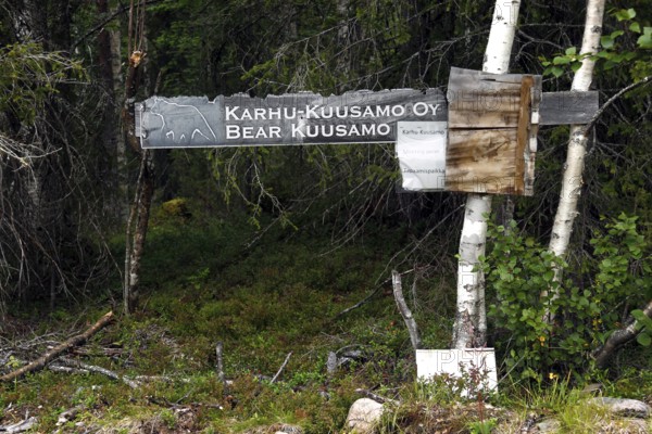 Sign for the bear observatory in Kuusamo, Kuusamo, Finland