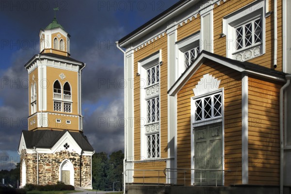 Impressive Kerimäki wooden church shining under blue sky, Kerimäki, Finland