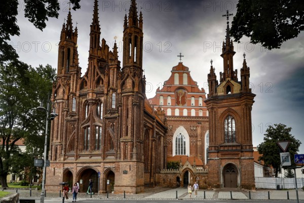 St. Anne's Church and St. Bernard Church in Vilnius with impressive Gothic architecture, Vilnius, Lithuania