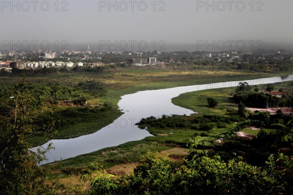 Panoramic view of Bahirdar and the Blue Nile from above, Bahirdar, Amhara, Ethiopia