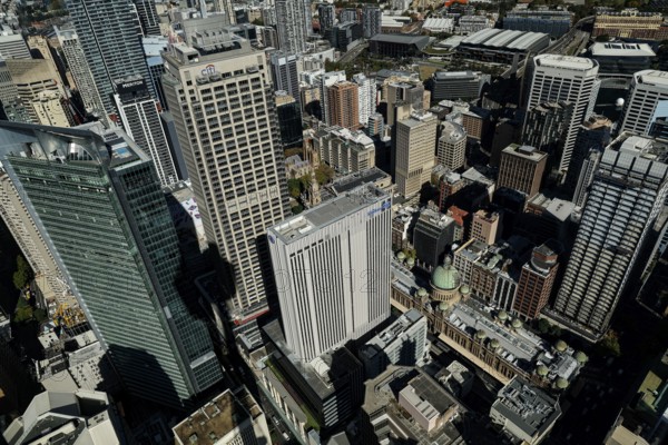 Southern view of downtown skybuildings from Sydney Skytower, Sydney, NSW, Australia