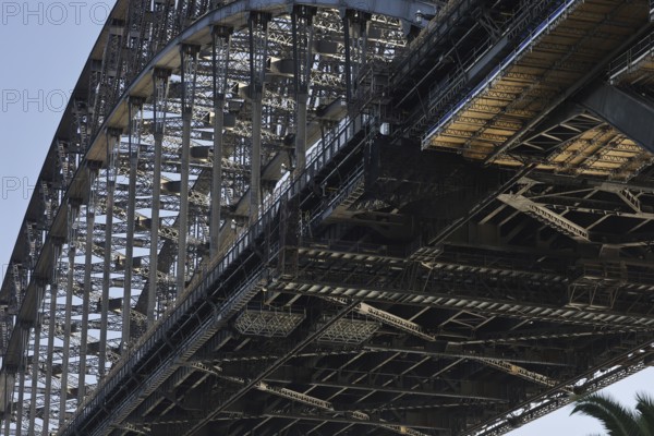 Detailed view of the steel structure of the Harbour Bridge at Milsons Point, Sydney, New South Wales, Australia