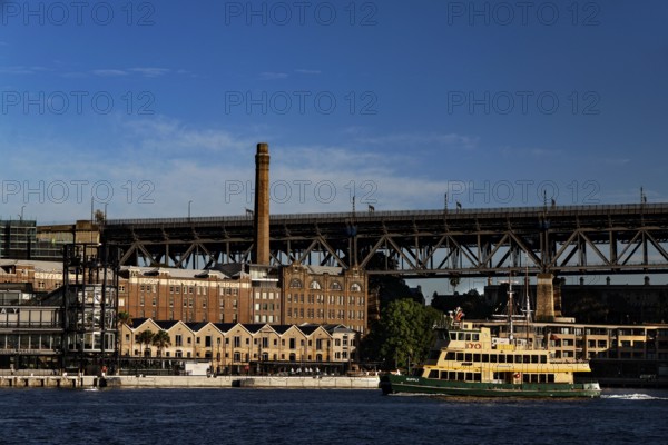 Former warehouses and bridge on Sydney Harbour, Sydney, NSW, Australia