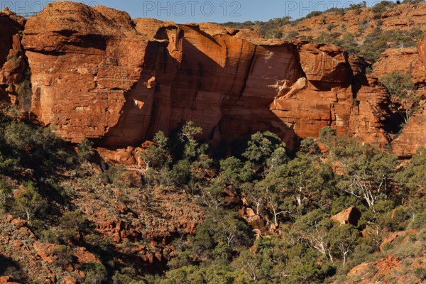 Impressive rocks of Kings Canyon with rich vegetation, Watarrka National Park, Northern Territory, Australia