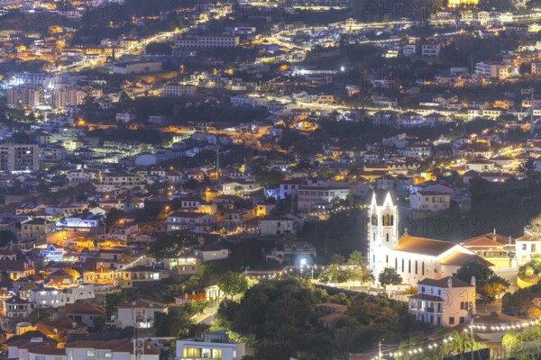 Dusk, São Gonçalo Paróquia Church, Funchal, Madeira, Portugal