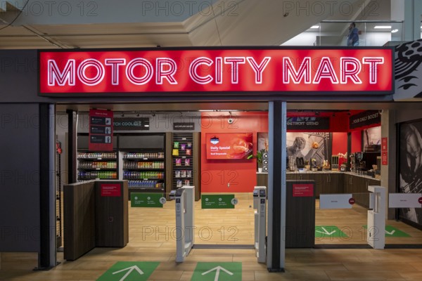 Detroit, Michigan USA - 14 January 2026 - The Motor City Mart convenience store at the Detroit Auto Show uses Amazon's 'Just Walk Out' technology to avoid check-out clerks