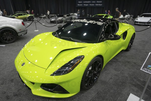 Detroit, Michigan USA - 14 January 2026 - A 2025 Lotus Emira on display in The Gallery, a section of ultra luxury and performance vehicles at the Detroit Auto Show