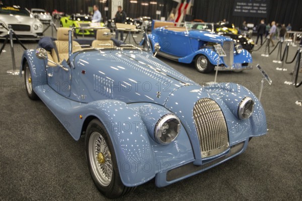 Detroit, Michigan USA - 14 January 2026 - A 2025 Morgan Plus Four on display in The Gallery, a section of ultra luxury and performance vehicles at the Detroit Auto Show