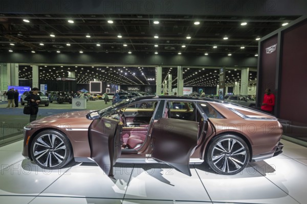 Detroit, Michigan USA - 14 January 2026 - The Cadillac Celestiq ultra luxury vehicle on display at the Detroit Auto Show