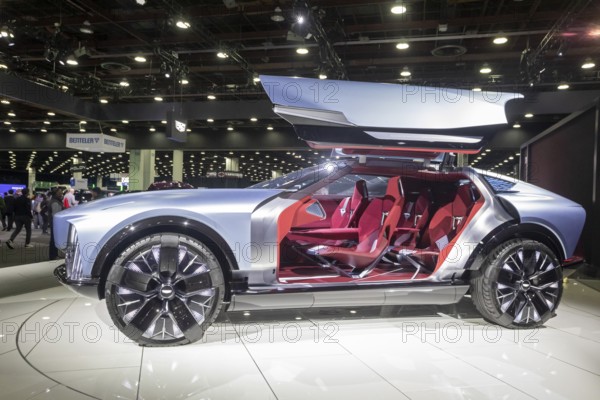 Detroit, Michigan USA - 14 January 2026 - The Cadillac Elevated Velocity concept vehicle on display at the Detroit Auto Show