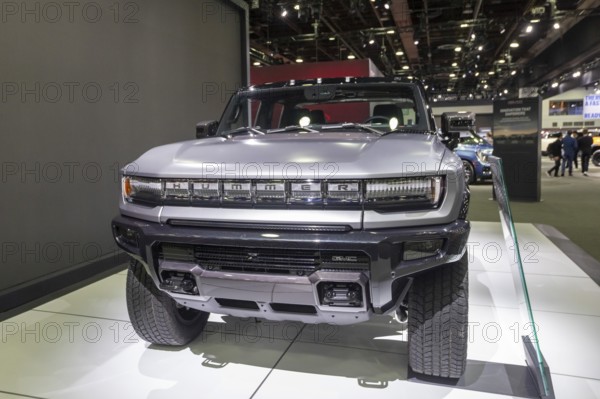 Detroit, Michigan USA - 14 January 2026 - The GMC Hummer EV Pickup 3x on display at the Detroit Auto Show
