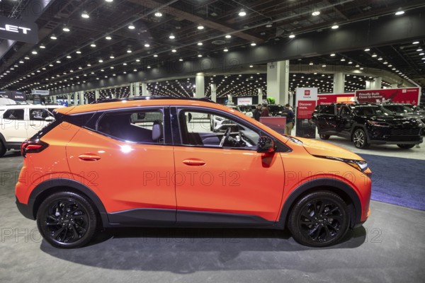 Detroit, Michigan USA - 14 January 2026 - The 2027 Chevrolet Bolt electric vehicle was on display at the Detroit Auto Show