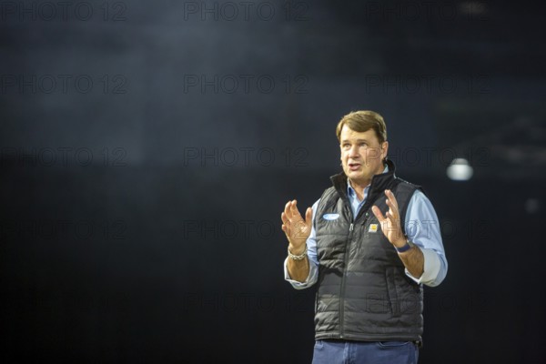 Detroit, Michigan USA - 13 January 2026 - Ford CEO Jim Farley spoke as his company showed its off-road vehicles at the Detroit Auto Show