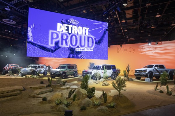 Detroit, Michigan USA - 13 January 2026 - Ford showed its off-road vehicles at the Detroit Auto Show