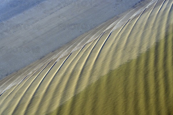Waves, Elbe, flood, low tide, beach, structure, aerial view, Lower Saxony, Germany