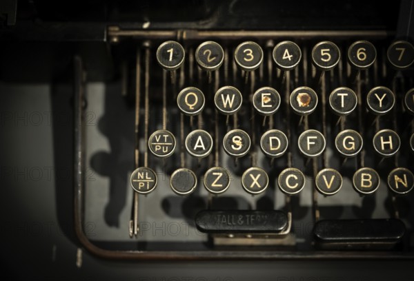 Keyboard of an old typewriter, Tändsticksmuseet match museum or match museum, Jönköping, Jönköpings län, Sweden